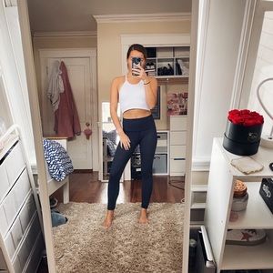 LULULEMON WUNDER UNDER LEGGINGS NAVY W/ WHITE DOTS